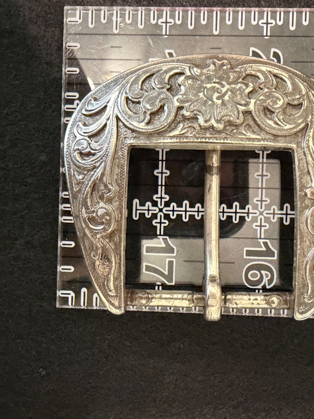 Vintage Silver Plated 1995 Western Floral Belt Buckle - Picture 2 of 4